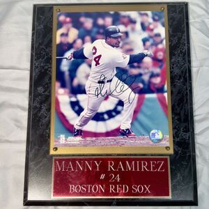 Boston Red Sox Manny Ramirez Autographed Photo Plaque MLB Baseball COA 2001 Holo